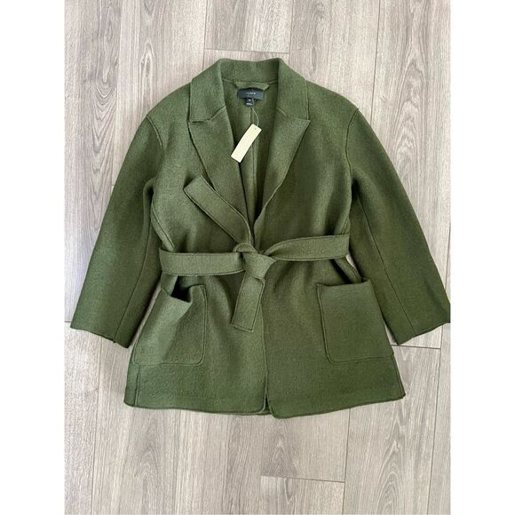 J. Crew Boiled Wool Wrap Coat in Green - Picture 3 of 8
